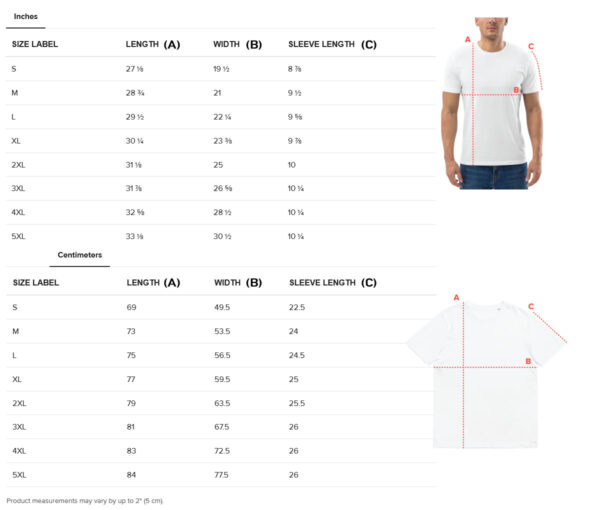 Size Chart Tshirt